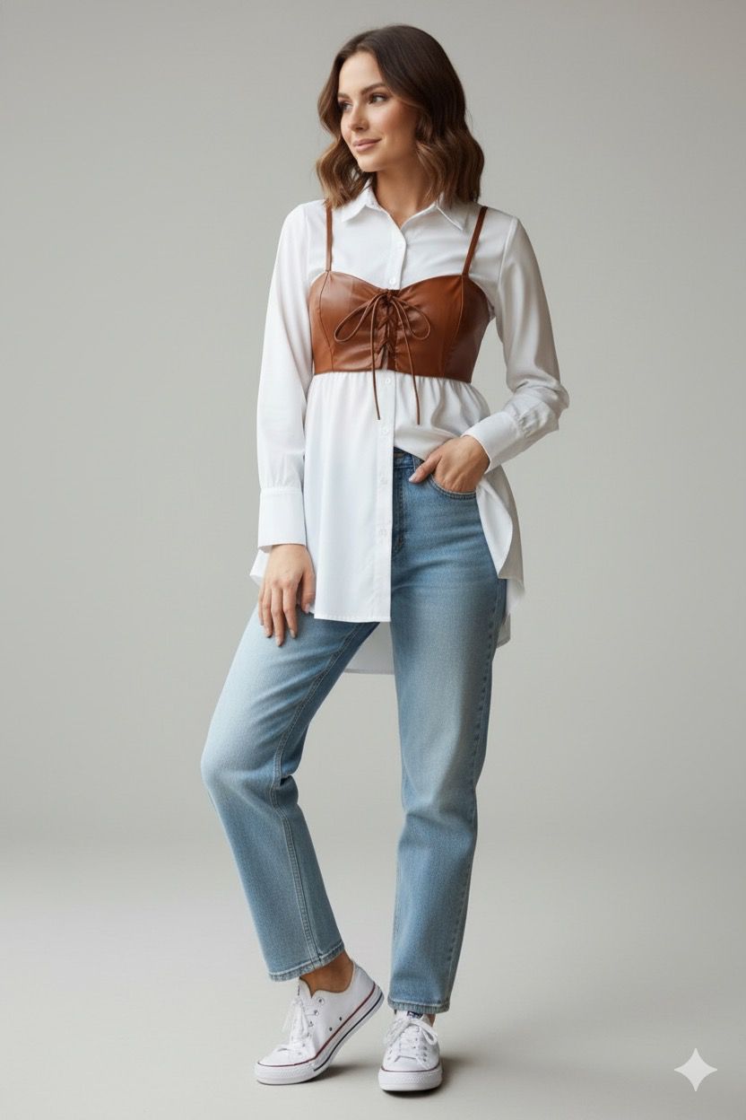 Cotton / PU Tufer Blouse