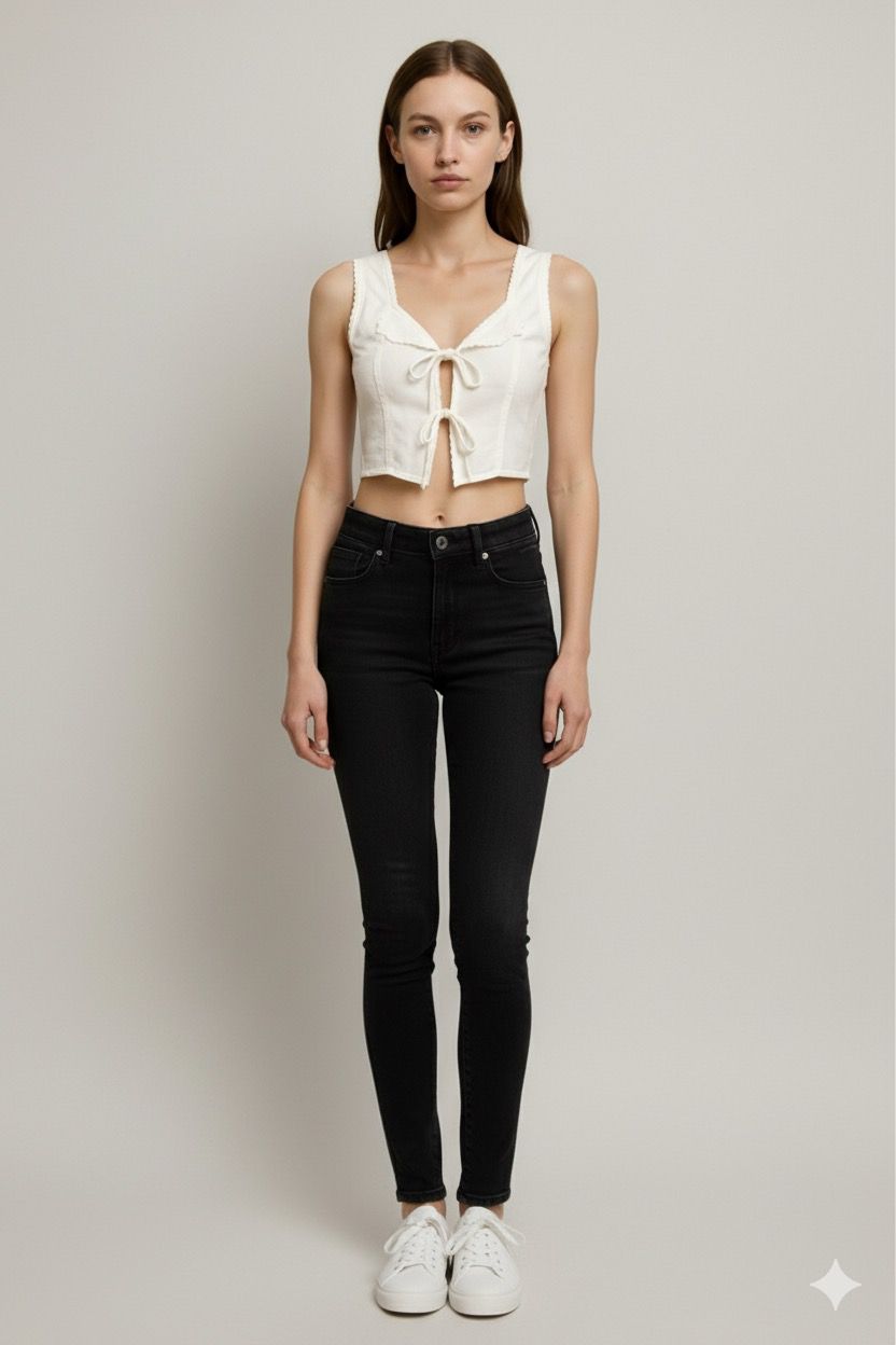 Cotton Woven Tie Front Top