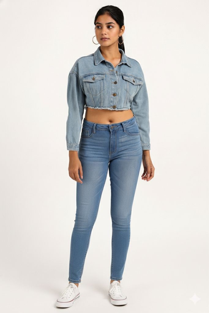 Denim Cropped Jacket (Classic Wash)