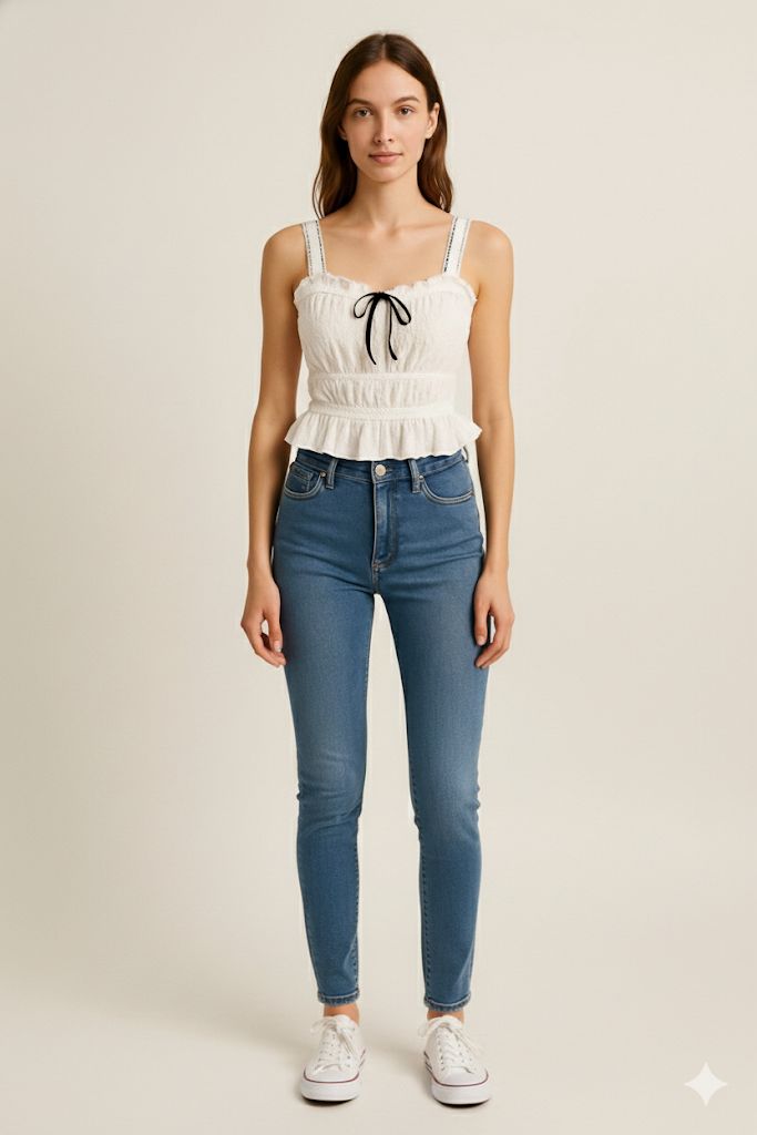 Textured Woven Elastic Waist Top